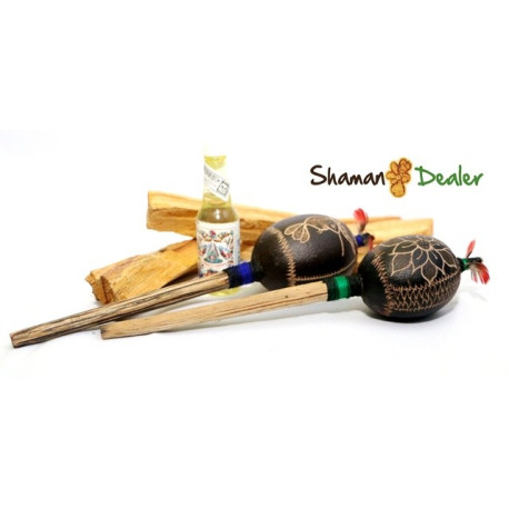 Shaman holy set of palo santo sticks, palo santo oil and rattles. ANDEAN REIKI