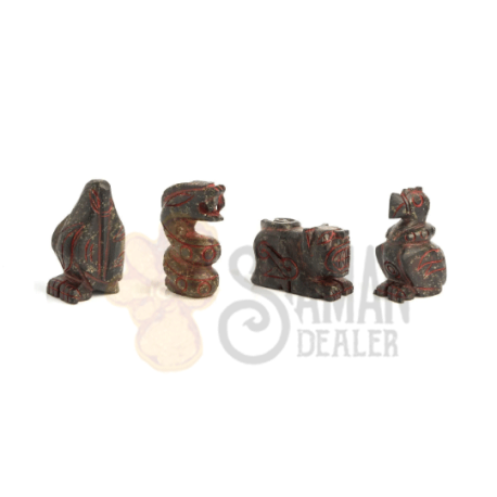 Handcarved 4 Directions Animals Serpentine Stone Totem Set from Cusco REIKI ANDINO